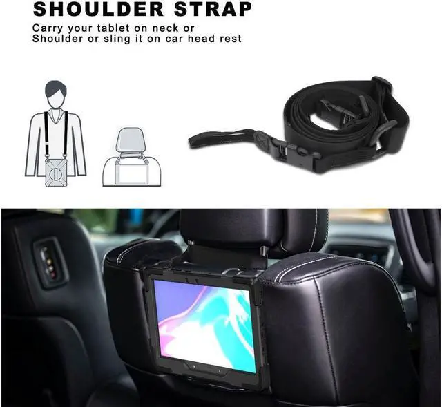 Alt view image 7 of 7 - BONAEVER For Samsung Tab Active Pro 10.1 2019 Case with Pencil Holder / Rotatable Stand / Hand Strap Shoulder Belt Shockproof Cover for Samsung Tab Active Pro 10.1 inch 2019 Model SM-T547 T540 T545