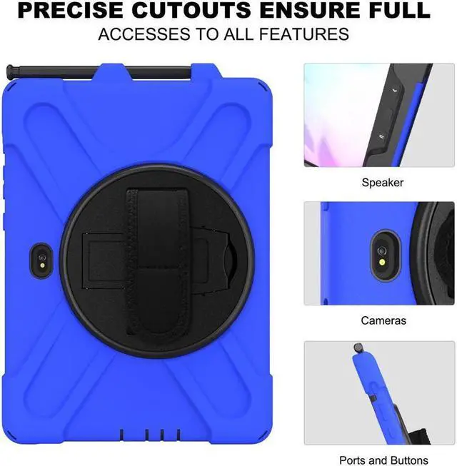 Alt view image 6 of 7 - BONAEVER For Galaxy Tab Active5 Pro 2025/Active4 Pro 2022/Tab Active Pro 2019 10.1 Inch Case Model SM-T630/T638/T540/T547 with S Pen Holder Rotating Stand and /Shoulder Strap Shockproof Cover