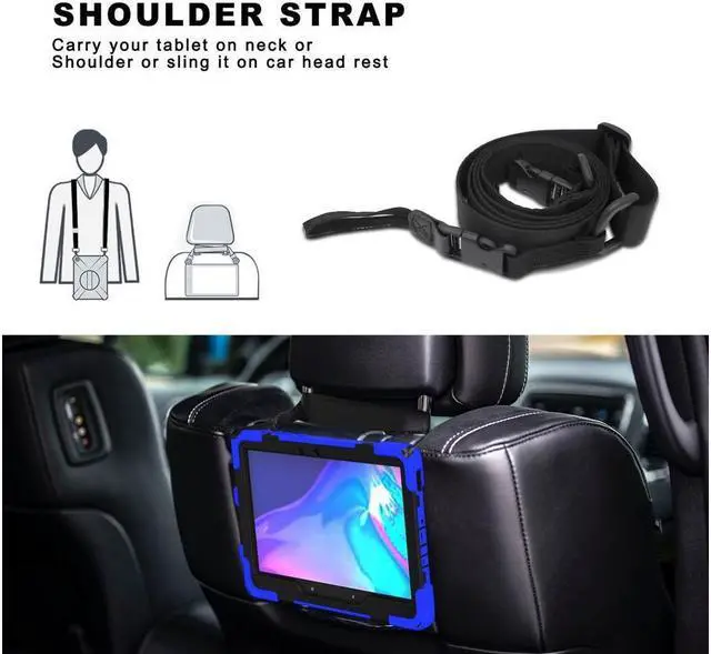 Alt view image 4 of 7 - BONAEVER For Galaxy Tab Active5 Pro 2025/Active4 Pro 2022/Tab Active Pro 2019 10.1 Inch Case Model SM-T630/T638/T540/T547 with S Pen Holder Rotating Stand and /Shoulder Strap Shockproof Cover