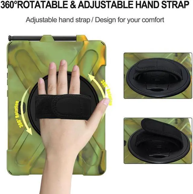 Alt view image 2 of 7 - BONAEVER For Samsung Tab Active Pro 10.1 2019 Case with Pencil Holder / Rotatable Stand / Hand Strap Shoulder Belt Shockproof Cover for Samsung Tab Active Pro 10.1 inch 2019 Model SM-T547 T540 T545