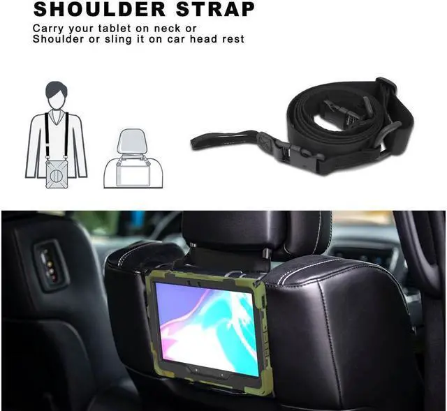 Alt view image 4 of 7 - BONAEVER For Samsung Tab Active Pro 10.1 2019 Case with Pencil Holder / Rotatable Stand / Hand Strap Shoulder Belt Shockproof Cover for Samsung Tab Active Pro 10.1 inch 2019 Model SM-T547 T540 T545