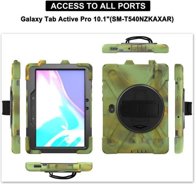 Alt view image 7 of 7 - BONAEVER For Samsung Tab Active Pro 10.1 2019 Case with Pencil Holder / Rotatable Stand / Hand Strap Shoulder Belt Shockproof Cover for Samsung Tab Active Pro 10.1 inch 2019 Model SM-T547 T540 T545