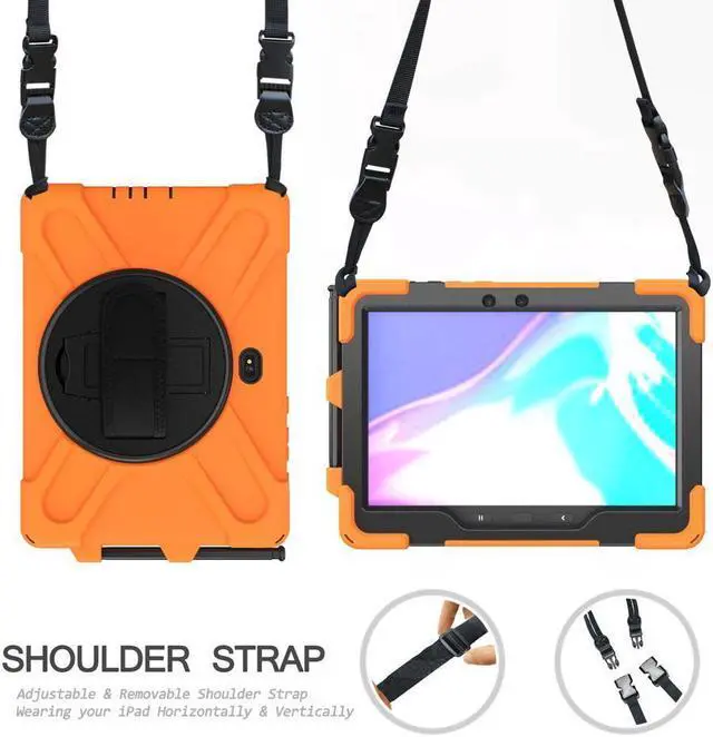 Alt view image 4 of 7 - BONAEVER For Samsung Tab Active Pro 10.1 2019 Case with Pencil Holder / Rotatable Stand / Hand Strap Shoulder Belt Shockproof Cover for Samsung Tab Active Pro 10.1 inch 2019 Model SM-T547 T540 T545
