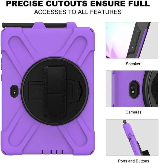 Alt view image 6 of 7 - BONAEVER For Samsung Tab Active Pro 10.1 2019 Case with Pencil Holder / Rotatable Stand / Hand Strap Shoulder Belt Shockproof Cover for Samsung Tab Active Pro 10.1 inch 2019 Model SM-T547 T540 T545