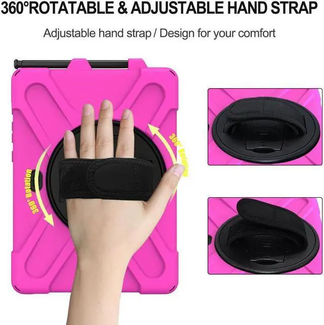 Alt view image 2 of 7 - BONAEVER For Samsung Tab Active Pro 10.1 2019 Case with Pencil Holder / Rotatable Stand / Hand Strap Shoulder Belt Shockproof Cover for Samsung Tab Active Pro 10.1 inch 2019 Model SM-T547 T540 T545