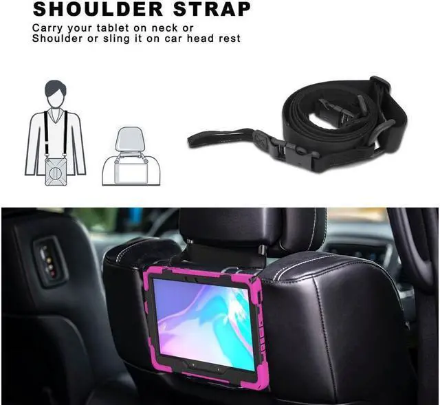 Alt view image 5 of 7 - BONAEVER For Samsung Tab Active Pro 10.1 2019 Case with Pencil Holder / Rotatable Stand / Hand Strap Shoulder Belt Shockproof Cover for Samsung Tab Active Pro 10.1 inch 2019 Model SM-T547 T540 T545