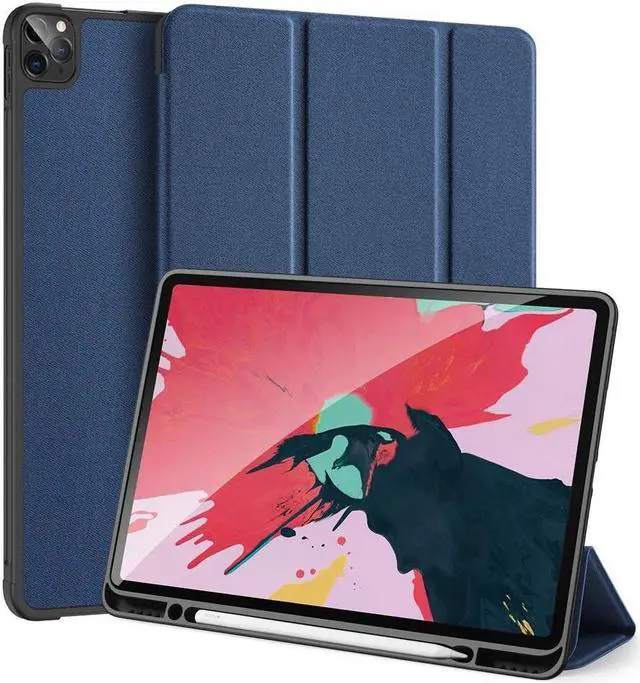 Main image of BONAEVER Slim Smart Case for iPad Pro 12.9 2022 2021 2020 6th 5th 4th Generation Support Apple Pencil Charging Soft TPU Protective Stand Cover