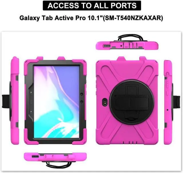 Alt view image 4 of 7 - BONAEVER For Samsung Tab Active Pro 10.1 2019 Case with Pencil Holder / Rotatable Stand / Hand Strap Shoulder Belt Shockproof Cover for Samsung Tab Active Pro 10.1 inch 2019 Model SM-T547 T540 T545