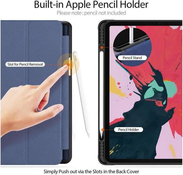 Alt view image 4 of 7 - BONAEVER Slim Smart Case for iPad Pro 12.9 2022 2021 2020 6th 5th 4th Generation Support Apple Pencil Charging Soft TPU Protective Stand Cover