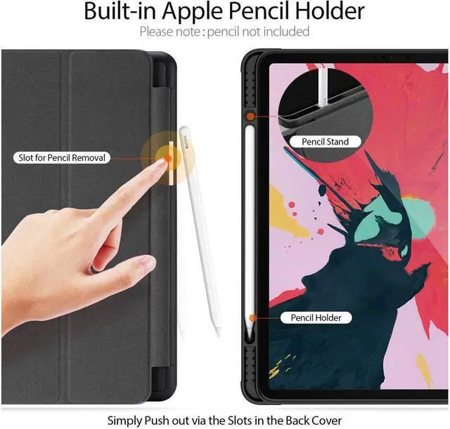 Alt view image 4 of 7 - BONAEVER Slim Smart Case for iPad Pro 12.9 2022 2021 2020 6th 5th 4th Generation Support Apple Pencil Charging Soft TPU Protective Stand Cover