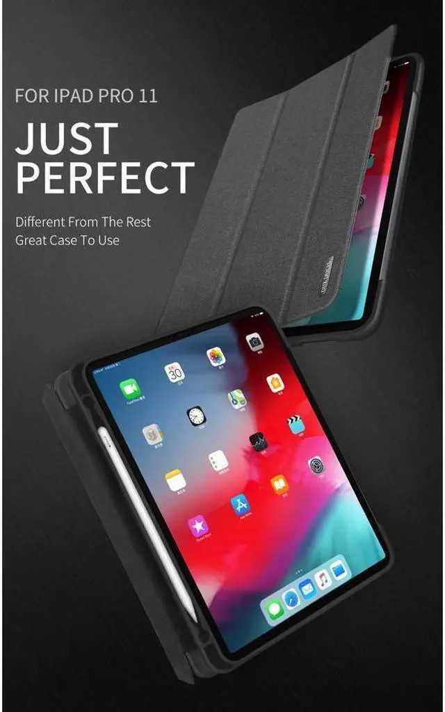 Alt view image 6 of 7 - BONAEVER PU Leather Flip Smart Case for iPad Pro 11 Inch 2018 with Pencil Holder Soft TPU Back Cover Trifold Stand with Auto Sleep Wake