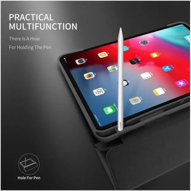 Alt view image 5 of 7 - BONAEVER PU Leather Flip Smart Case for iPad Pro 11 Inch 2018 with Pencil Holder Soft TPU Back Cover Trifold Stand with Auto Sleep Wake
