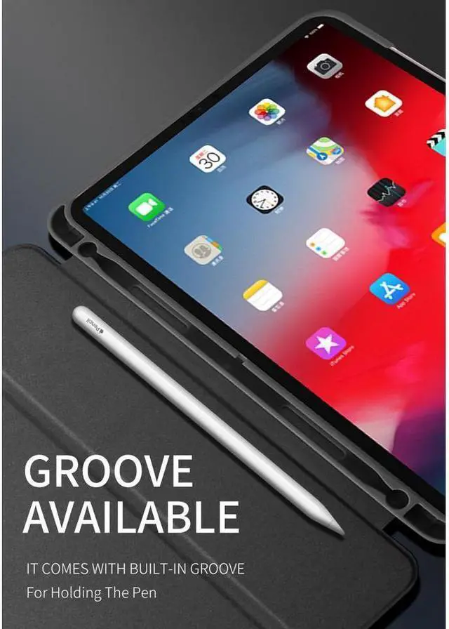 Alt view image 7 of 7 - BONAEVER PU Leather Flip Smart Case for iPad Pro 11 Inch 2018 with Pencil Holder Soft TPU Back Cover Trifold Stand with Auto Sleep Wake
