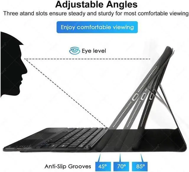 Alt view image 3 of 7 - BONAEVER Bluetooth Keyboard Case with Trackpad for iPad Pro 12.9 inch 2017 2015 (Old Model 2nd & 1 Stand Generation) Removable Wireless Keyboard witHandleather Cover / Pencil Holder