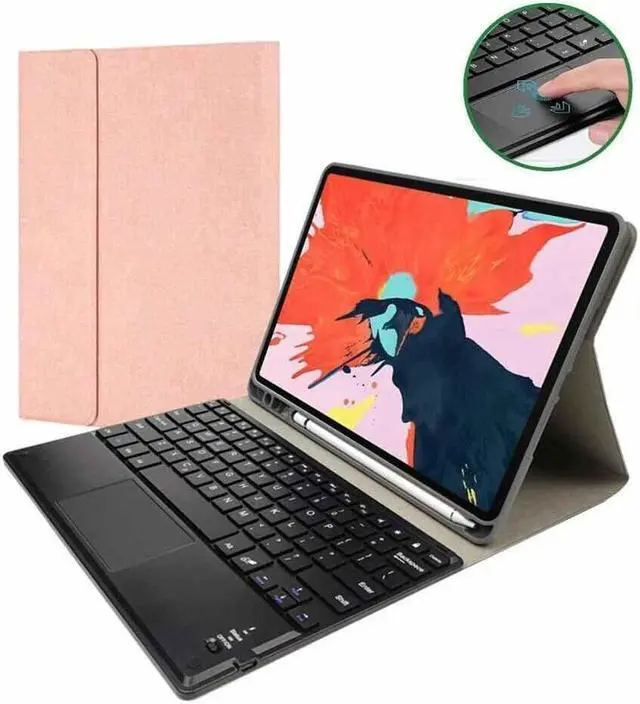 Main image of BONAEVER Bluetooth Keyboard Case with Trackpad for iPad Pro 12.9 inch 2017 2015 (Old Model 2nd & 1 Stand Generation) Removable Wireless Keyboard witHandleather Cover / Pencil Holder