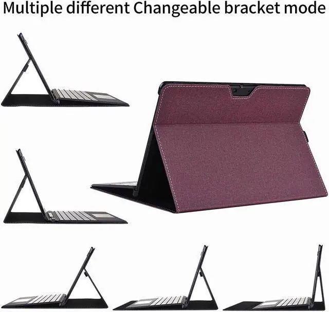 Alt view image 3 of 7 - BONAEVER For Microsoft Surface Pro 8 Case - Premium PU Leather Stand Cover with Multiple Angle Viewing / Pen Holder for Surface Pro 8 13 inch 2021