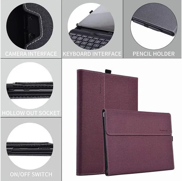 Alt view image 5 of 7 - BONAEVER For Microsoft Surface Pro 8 Case - Premium PU Leather Stand Cover with Multiple Angle Viewing / Pen Holder for Surface Pro 8 13 inch 2021