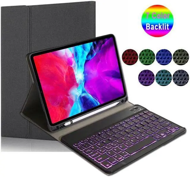 Main image of BONAEVER Keyboard Case for iPad Pro 12.9-inch 2017/2015 (Old Model 2nd & 1 Stand Generation) Soft TPU Protective Cover [7 Color Backlit] Magnetically Wireless Bluetooth Keyboard
