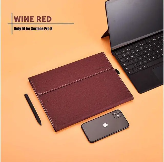 Alt view image 2 of 7 - BONAEVER For Microsoft Surface Pro 8 Case - Premium PU Leather Stand Cover with Multiple Angle Viewing / Pen Holder for Surface Pro 8 13 inch 2021