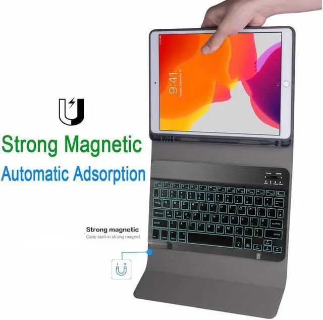 Alt view image 5 of 7 - BONAEVER Keyboard Case for iPad Pro 12.9-inch 2017/2015 (Old Model 2nd & 1 Stand Generation) Soft TPU Protective Cover [7 Color Backlit] Magnetically Wireless Bluetooth Keyboard