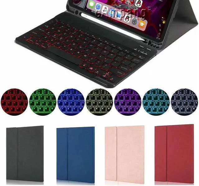Alt view image 6 of 7 - BONAEVER Keyboard Case for iPad Pro 12.9-inch 2017/2015 (Old Model 2nd & 1 Stand Generation) Soft TPU Protective Cover [7 Color Backlit] Magnetically Wireless Bluetooth Keyboard