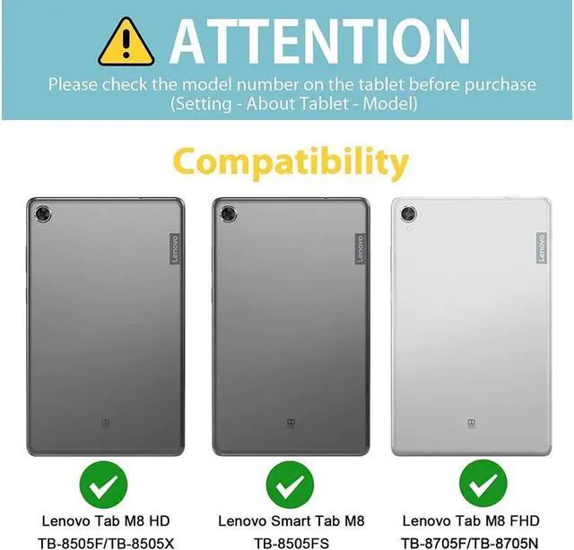 Alt view image 2 of 7 - Case for Lenovo Tab M8 8 inch FHD 2020 TB-8705F TB-8705N, Lenovo Tab M8 (2nd Gen) 8'' HD 2019 TB-8505X TB-8505F, Lenovo Smart Tab M8 TB-8505FS Cover w/ Pen Holder Screen Protector Stand Shoulder Strap