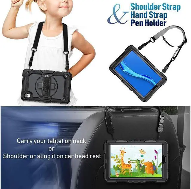 Alt view image 5 of 7 - Case for Lenovo Tab M8 8 inch FHD 2020 TB-8705F TB-8705N, Lenovo Tab M8 (2nd Gen) 8'' HD 2019 TB-8505X TB-8505F, Lenovo Smart Tab M8 TB-8505FS Cover w/ Pen Holder Screen Protector Stand Shoulder Strap