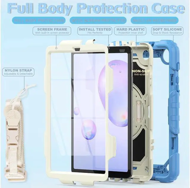 Alt view image 6 of 7 - BONAEVER For Samsung Galaxy Tab A 8.4 2020 Case with Screen Protector Model SM-T307 / SM-T307U with Pen Holder Hard Durable Rugged Protective Cover with Handle Shoulder Strap