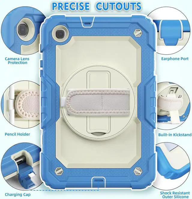 Alt view image 7 of 7 - BONAEVER For Samsung Galaxy Tab A 8.4 2020 Case with Screen Protector Model SM-T307 / SM-T307U with Pen Holder Hard Durable Rugged Protective Cover with Handle Shoulder Strap