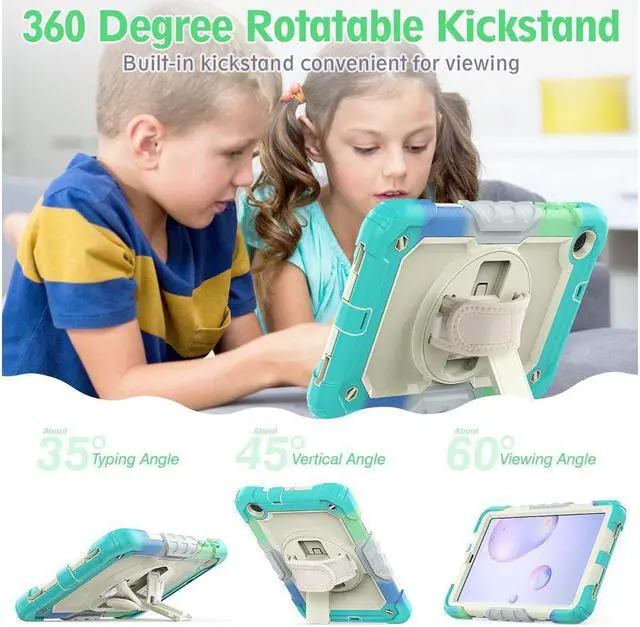 Alt view image 5 of 7 - BONAEVER For Samsung Galaxy Tab A 8.4 2020 Case with Screen Protector Model SM-T307 / SM-T307U with Pen Holder Hard Durable Rugged Protective Cover with Handle Shoulder Strap
