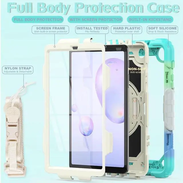 Alt view image 7 of 7 - BONAEVER For Samsung Galaxy Tab A 8.4 2020 Case with Screen Protector Model SM-T307 / SM-T307U with Pen Holder Hard Durable Rugged Protective Cover with Handle Shoulder Strap