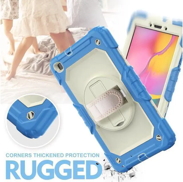 Alt view image 5 of 7 - BONAEVER Case for Samsung Galaxy Tab A 8.0 case 2019 Model: SM-T290 / SM-T295. Protection Cover with Built-in Screen Protector Pen Holder [360 Rotating Hand Strap]
