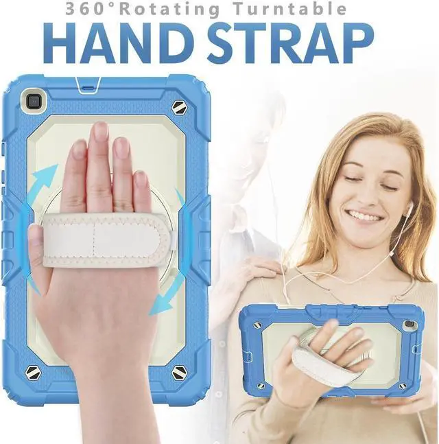 Alt view image 4 of 7 - BONAEVER Case for Samsung Galaxy Tab A 8.0 case 2019 Model: SM-T290 / SM-T295. Protection Cover with Built-in Screen Protector Pen Holder [360 Rotating Hand Strap]