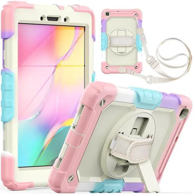 Main image of BONAEVER Case for Samsung Galaxy Tab A 8.0 case 2019 Model: SM-T290 / SM-T295. Protection Cover with Built-in Screen Protector Pen Holder [360 Rotating Hand Strap]