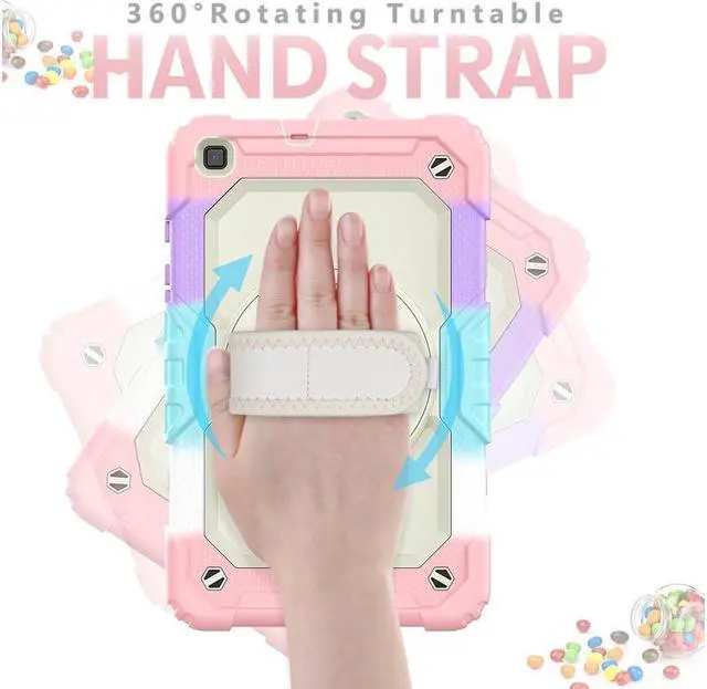 Alt view image 3 of 7 - BONAEVER Case for Samsung Galaxy Tab A 8.0 case 2019 Model: SM-T290 / SM-T295. Protection Cover with Built-in Screen Protector Pen Holder [360 Rotating Hand Strap]