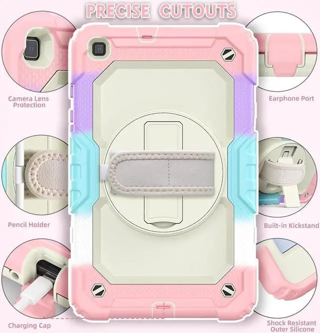 Alt view image 6 of 7 - BONAEVER Case for Samsung Galaxy Tab A 8.0 case 2019 Model: SM-T290 / SM-T295. Protection Cover with Built-in Screen Protector Pen Holder [360 Rotating Hand Strap]