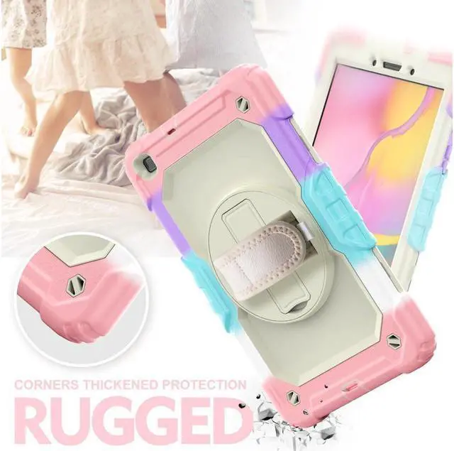 Alt view image 5 of 7 - BONAEVER Case for Samsung Galaxy Tab A 8.0 case 2019 Model: SM-T290 / SM-T295. Protection Cover with Built-in Screen Protector Pen Holder [360 Rotating Hand Strap]
