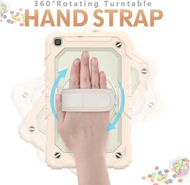 Alt view image 4 of 7 - BONAEVER Case for Samsung Galaxy Tab A 8.0 case 2019 Model: SM-T290 / SM-T295. Protection Cover with Built-in Screen Protector Pen Holder [360 Rotating Hand Strap]