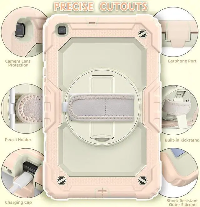 Alt view image 7 of 7 - BONAEVER Case for Samsung Galaxy Tab A 8.0 case 2019 Model: SM-T290 / SM-T295. Protection Cover with Built-in Screen Protector Pen Holder [360 Rotating Hand Strap]