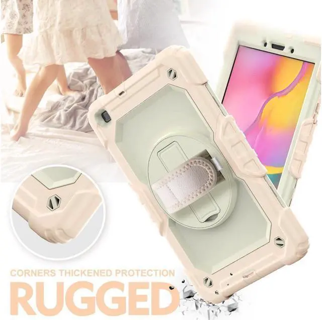 Alt view image 5 of 7 - BONAEVER Case for Samsung Galaxy Tab A 8.0 case 2019 Model: SM-T290 / SM-T295. Protection Cover with Built-in Screen Protector Pen Holder [360 Rotating Hand Strap]