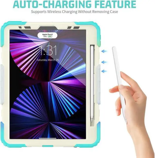Alt view image 2 of 6 - BONAEVER Case for iPad Pro 11 2022 2021 2020 2018 / iPad Air 4 / Air 5 10.9 Inch Shockproof Cover with Screen Protector & Shoulder Strap & Pencil Holder