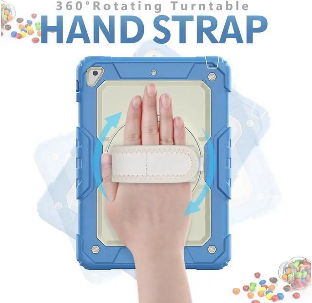 Alt view image 2 of 6 - BONAEVER Case for iPad 6th / 5th Generation iPad 9.7 2018 2017 iPad Air 2/ Pro 9.7 inch Shockproof Case with Built-in Screen Protector Pencil Holder 360 Degree Rotatable Stand / Hand Strap