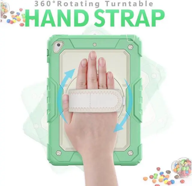 Alt view image 3 of 6 - BONAEVER Case for iPad 6th / 5th Generation iPad 9.7 2018 2017 iPad Air 2/ Pro 9.7 inch Shockproof Case with Built-in Screen Protector Pencil Holder 360 Degree Rotatable Stand / Hand Strap