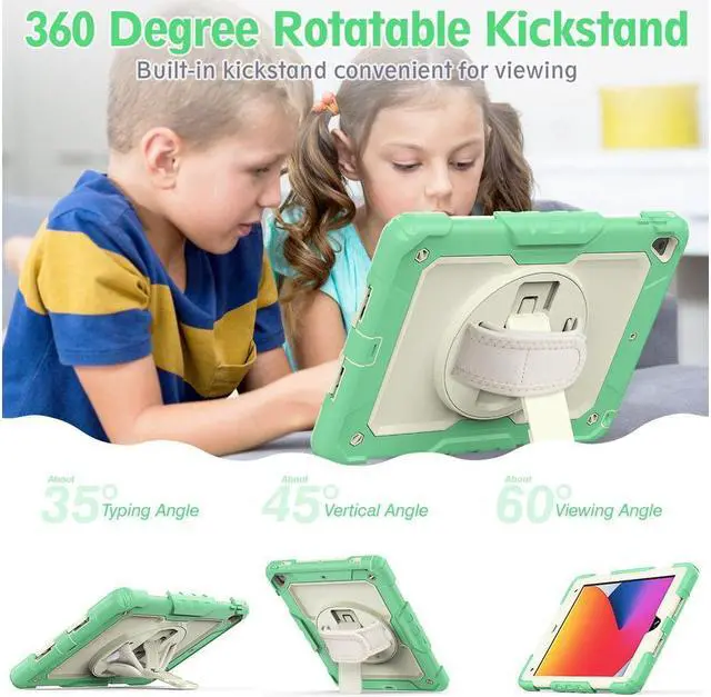 Alt view image 4 of 6 - BONAEVER Case for iPad 6th / 5th Generation iPad 9.7 2018 2017 iPad Air 2/ Pro 9.7 inch Shockproof Case with Built-in Screen Protector Pencil Holder 360 Degree Rotatable Stand / Hand Strap