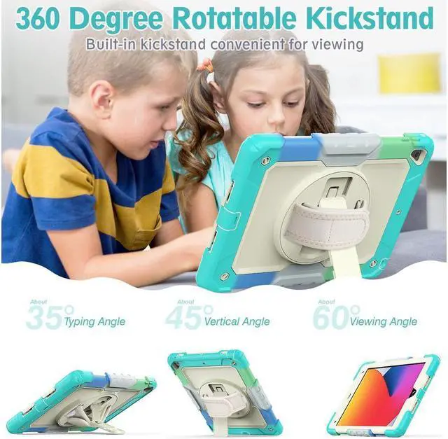 Alt view image 4 of 5 - BONAEVER Case for iPad 6th / 5th Generation iPad 9.7 2018 2017 iPad Air 2/ Pro 9.7 inch Shockproof Case with Built-in Screen Protector Pencil Holder 360 Degree Rotatable Stand / Hand Strap