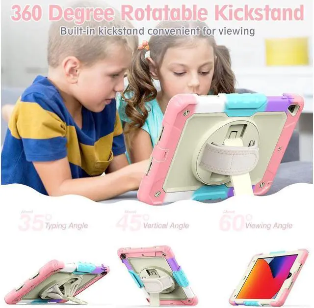 Alt view image 4 of 6 - BONAEVER Case for iPad 6th / 5th Generation iPad 9.7 2018 2017 iPad Air 2/ Pro 9.7 inch Shockproof Case with Built-in Screen Protector Pencil Holder 360 Degree Rotatable Stand / Hand Strap