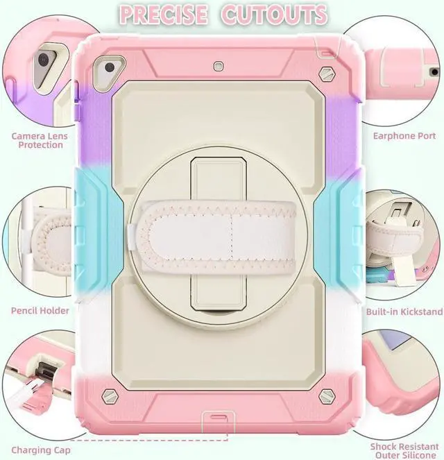 Alt view image 6 of 6 - BONAEVER Case for iPad 6th / 5th Generation iPad 9.7 2018 2017 iPad Air 2/ Pro 9.7 inch Shockproof Case with Built-in Screen Protector Pencil Holder 360 Degree Rotatable Stand / Hand Strap