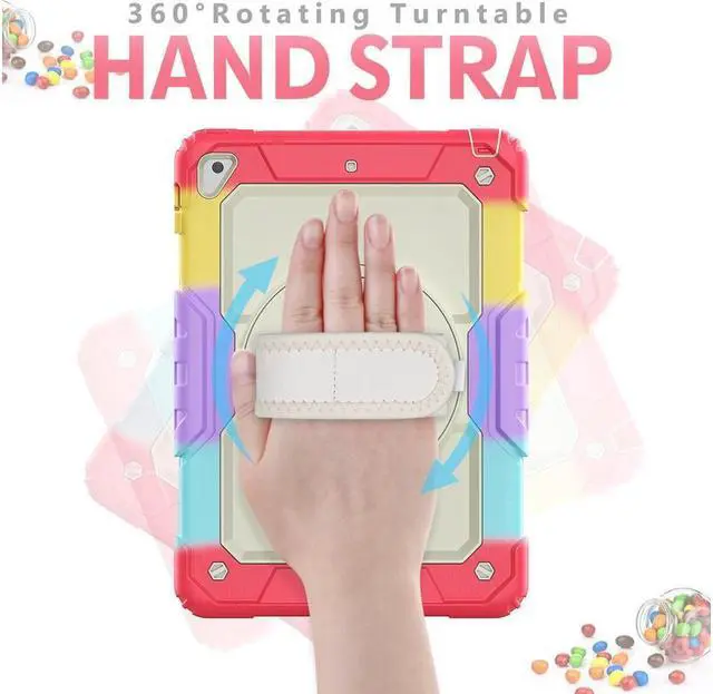 Alt view image 3 of 6 - BONAEVER Case for iPad 6th / 5th Generation iPad 9.7 2018 2017 iPad Air 2/ Pro 9.7 inch Shockproof Case with Built-in Screen Protector Pencil Holder 360 Degree Rotatable Stand / Hand Strap