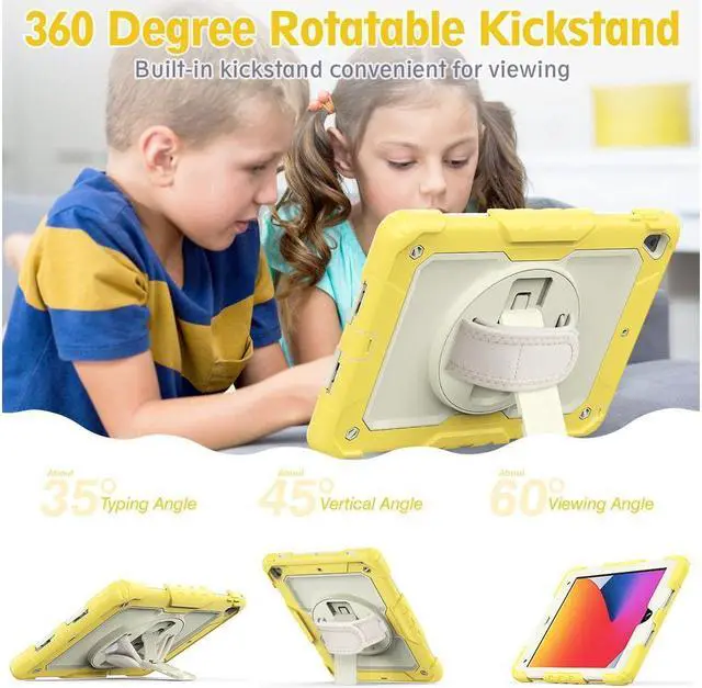 Alt view image 4 of 6 - BONAEVER Case for iPad 6th / 5th Generation iPad 9.7 2018 2017 iPad Air 2/ Pro 9.7 inch Shockproof Case with Built-in Screen Protector Pencil Holder 360 Degree Rotatable Stand / Hand Strap