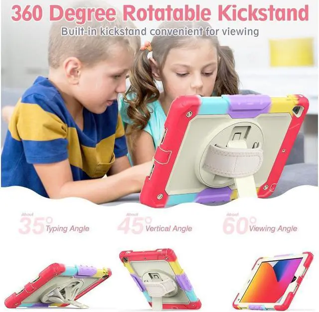 Alt view image 4 of 6 - BONAEVER Case for iPad 6th / 5th Generation iPad 9.7 2018 2017 iPad Air 2/ Pro 9.7 inch Shockproof Case with Built-in Screen Protector Pencil Holder 360 Degree Rotatable Stand / Hand Strap